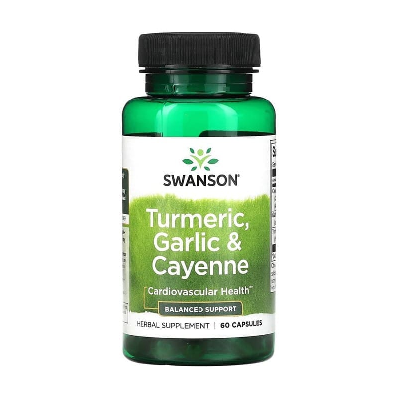 Kurkuma, knoflook en cayennepeper Swanson (60 capsules)
