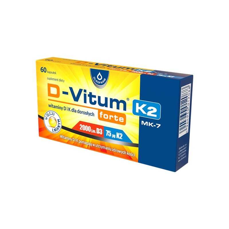 Vitamine D3 2000 IE en K2 MK-7 D-Vitum Forte Oleofarm (60 capsules)
