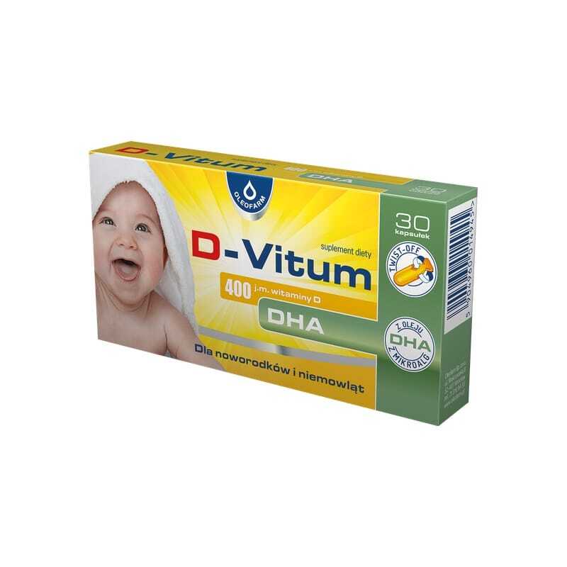 Vitamine D3 400 IE en DHA voor baby's en kinderen D-Vitum Oleofarm (30 twist-off capsules)