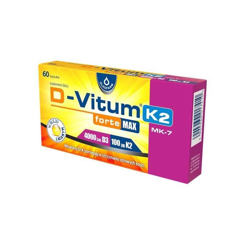 Vitamine D3 4000 IE en K2 MK-7 D-Vitum Forte Max Oleofarm (60 capsules)