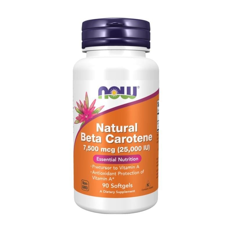 Natuurlijke bèta-caroteen NOW, 7.500 µg (90 softgels)