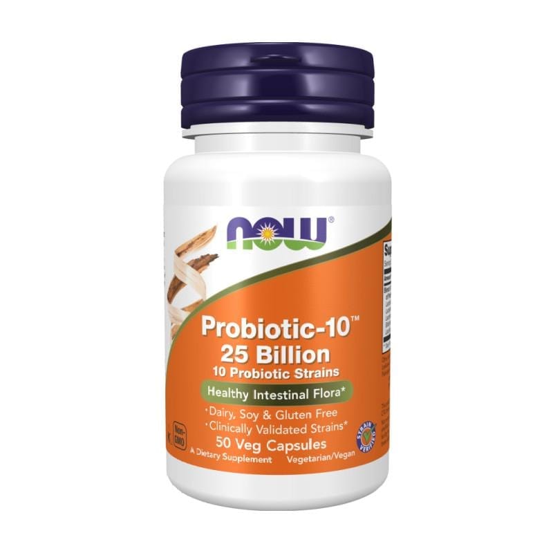 Probiotica-10 met 25 miljard nuttige bacteriën NOW (50 capsules)