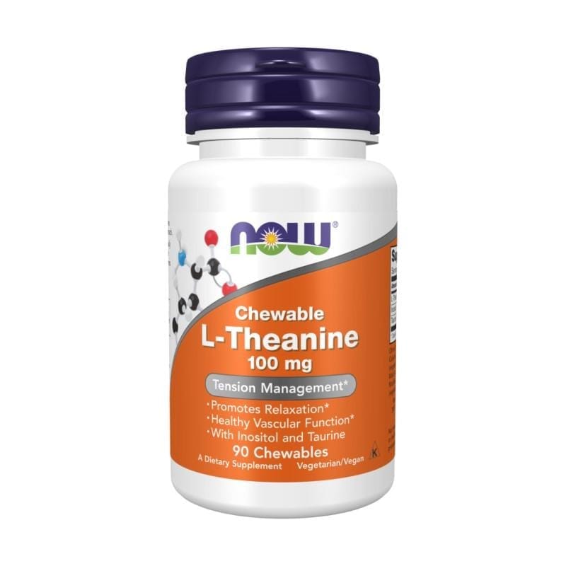 L-theanine NOW, 100 mg (90 kauwtabletten)