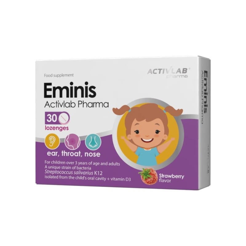 Probiotica voor de gezondheid van oren, keel en neus bij kinderen Eminis Activlab (30 zuigtabletten)