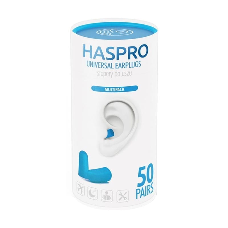 Schuim oordopjes Tube50 - blauwe kleur, Haspro (100 stuks)