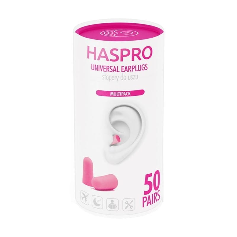 Schuimrubberen oordopjes Tube50 - roze kleur, Haspro (100 stuks)