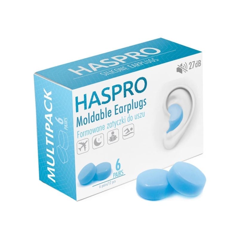 Siliconen oordopjes Mold6 - blauwe kleur Haspro (12 stuks)